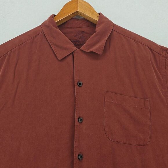 Tommy Bahama Classic 100% Silk Mens Shirt Short Sleeve Size Large Red‎ Color - Picture 2 of 16